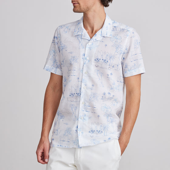 Emanuel Berg - Short-sleeved printed cotton and linen shirt