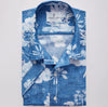 Emanuel Berg - Short-sleeved printed cotton and linen shirt - Blue