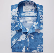  Emanuel Berg - Short-sleeved printed cotton and linen shirt - Blue