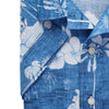 Emanuel Berg - Short-sleeved printed cotton and linen shirt - Blue