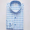 Emanuel Berg - Byron - Albini 4Flex Checked Long Sleeve Shirt - Modern Fit - Blue