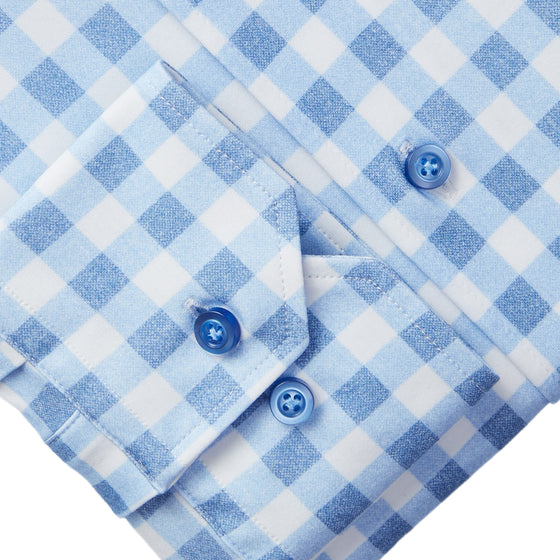 Emanuel Berg - Byron - Albini 4Flex Checked Long Sleeve Shirt - Modern Fit - Blue