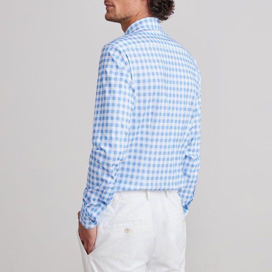 Emanuel Berg - Byron - Albini 4Flex Checked Long Sleeve Shirt - Modern Fit - Blue