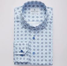  Emanuel Berg - Byron - Chemise manches longues florale Albini 4Flex - Modern Fit - Bleu