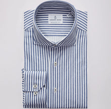  Emanuel Berg - Byron - Long sleeve striped shirt Albini 4Flex - Modern Fit - Navy