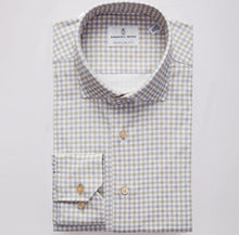  Emanuel Berg - Byron - Albini 4Flex Check Long Sleeve Shirt - Modern Fit - Beige