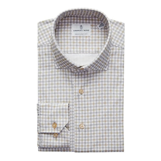 Emanuel Berg - Byron - Albini 4Flex Check Long Sleeve Shirt - Modern Fit - Beige