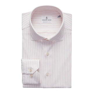 Emanuel Berg - Byron - Long sleeve striped shirt Albini 4Flex - Modern Fit - Pink