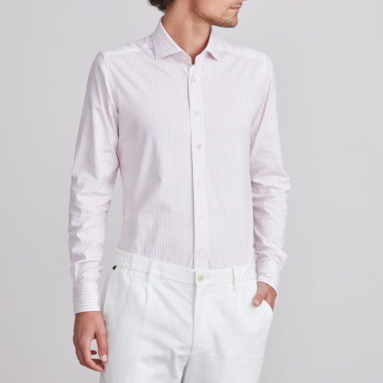 Emanuel Berg - Byron - Chemise manches longues à rayures Albini 4Flex - Modern Fit - Rose