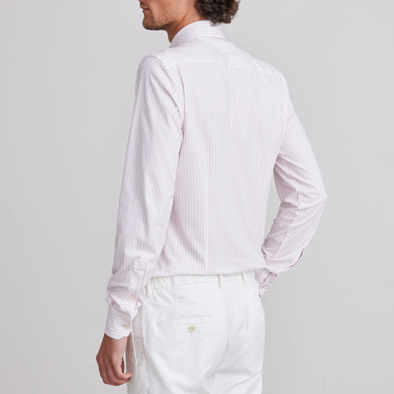 Emanuel Berg - Byron - Chemise manches longues à rayures Albini 4Flex - Modern Fit - Rose