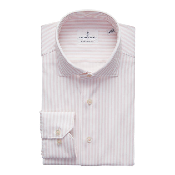 Emanuel Berg - Byron - Long sleeve striped shirt Albini 4Flex - Modern Fit - Pink