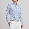 Emanuel Berg - Long sleeve cotton seersucker printed shirt