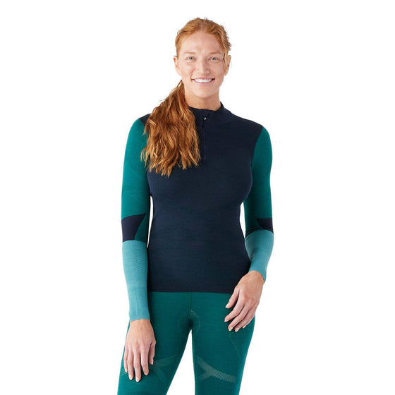 Smartwool - Women's Intraknit Thermal Merino Base Layer Colorblock 1/4 Zip - LE CAPITAINE D'A BORD
