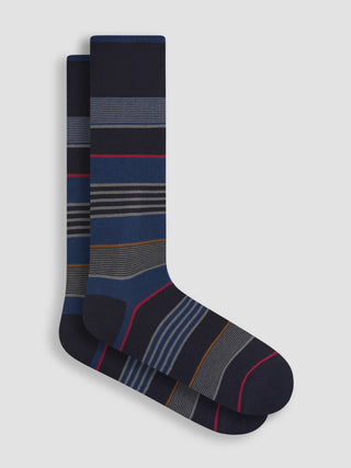 Bugatchi – Striped Cotton and Cashmere Socks