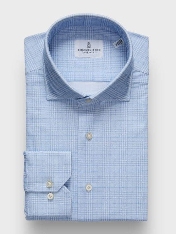 Emanuel Berg - Byron - Chemise manches longues à carreaux Albini 4Flex - Modern Fit - Bleu (Copie)