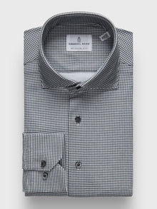  Emanuel Berg - Byron - Chemise manches longues vichy Albini 4Flex - Modern Fit - Gris