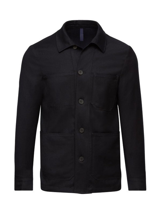 Emanuel Berg - Leonardo - Surchemise de flanelle de laine D-Constructed Active - Marine
