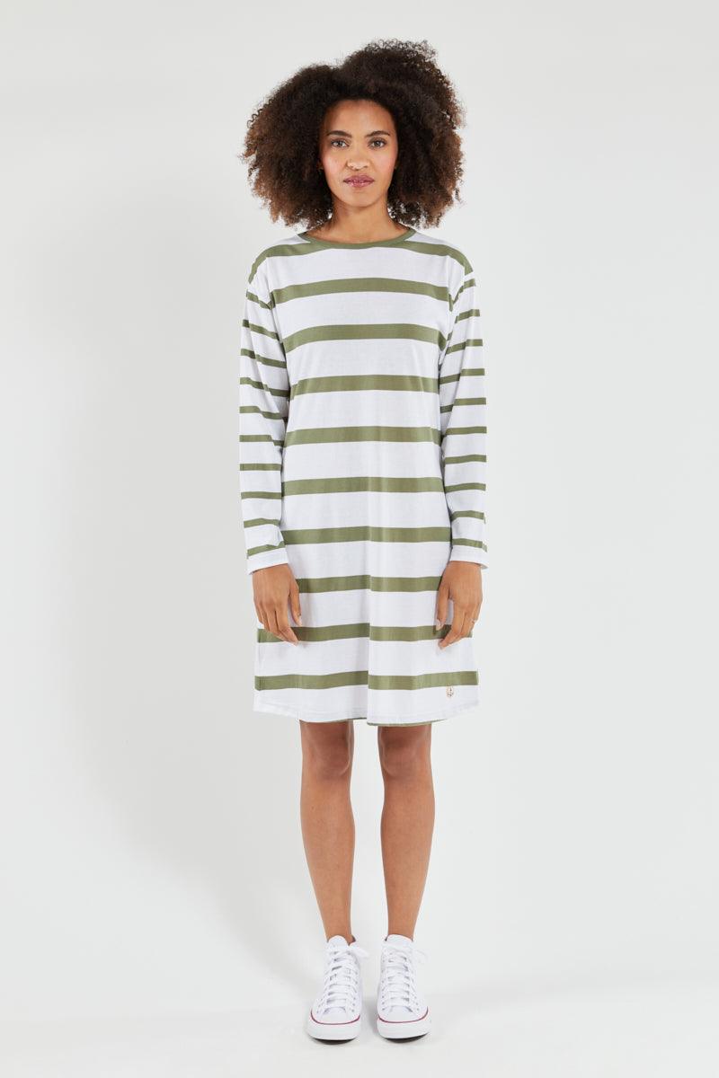 Billabong black and cheap white striped dress