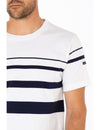 Armor-Lux - T-shirt rayé manches courtes - Blanc/Marine - LE CAPITAINE D'A BORD