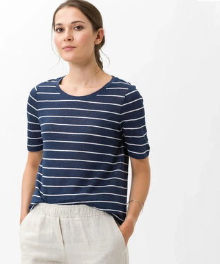 BRAX - Colletta - T-shirt rayé de lin - LE CAPITAINE D'A BORD
