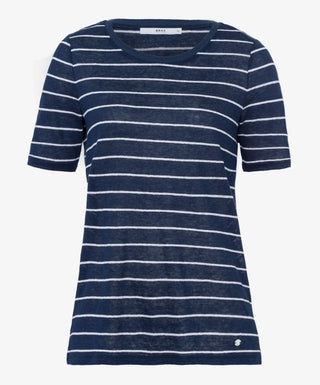 BRAX - Colletta - T-shirt rayé de lin - LE CAPITAINE D'A BORD