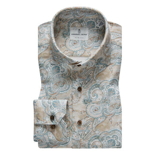 Emanuel Berg - Byron - Chemise manches longues paisley Albini 4Flex - Modern Fit - Beige - LE CAPITAINE D'A BORD