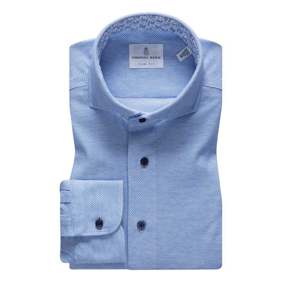 Emanuel Berg - Marseille - Chemise manches longues Premium Jersey Knit - Modern Fit - Bleu - LE CAPITAINE D'A BORD