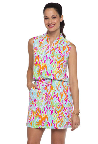 Ibkül - Tillie Print Sleeveless Zip Mock Neck Dress - 58857 - LE CAPITAINE D'A BORD