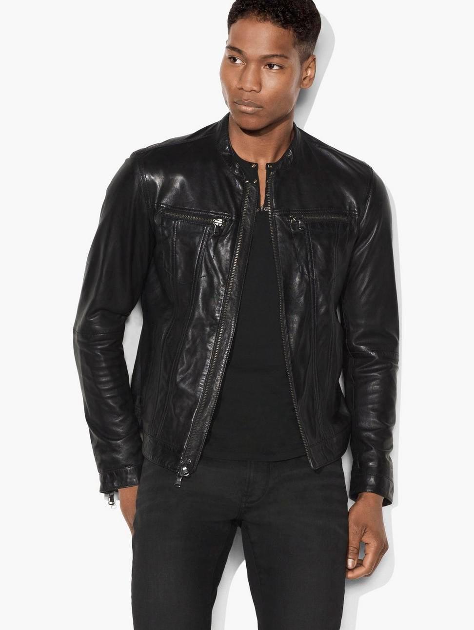 John varvatos black leather clearance jacket