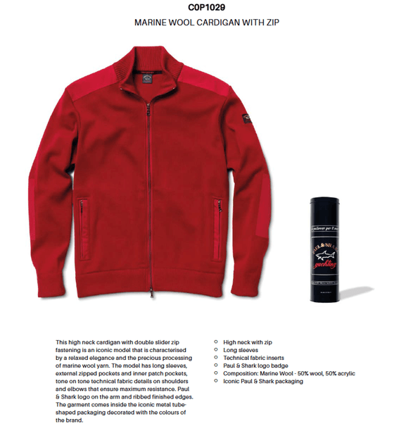 Paul & Shark - Cardigan zip de laine Yachting (plusieurs couleurs disponibles) - LE CAPITAINE D'A BORD