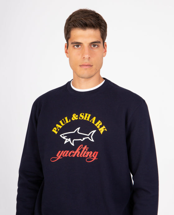 Paul & Shark - Chandail Coton Winter Fleece Avec Logo Paul & Shark - LE CAPITAINE D'A BORD