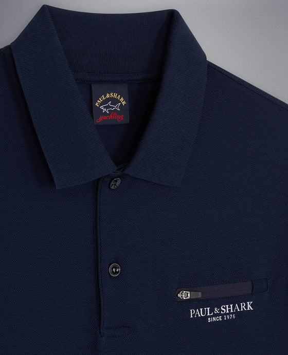 Paul & Shark - Polo manches courtes coton piqué avec poche zip - LE CAPITAINE D'A BORD