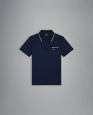 Paul & Shark - Polo uni manches courtes coton piqué avec bordures contrastées - LE CAPITAINE D'A BORD