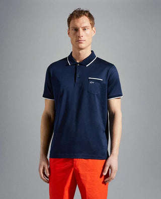 Paul & Shark - Polo uni manches courtes coton piqué avec bordures contrastées - LE CAPITAINE D'A BORD