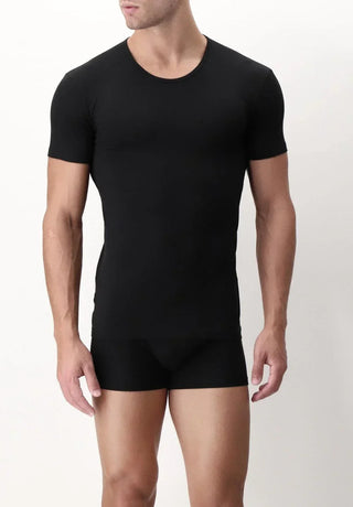Men's fitted black crew neck short sleeve t-shirt and boxer briefs set